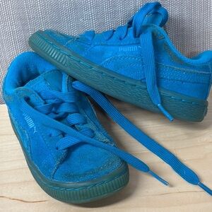 Puma Turquoise Blue toddler kids size 7 suede Low-Top Athletic sneakers‎